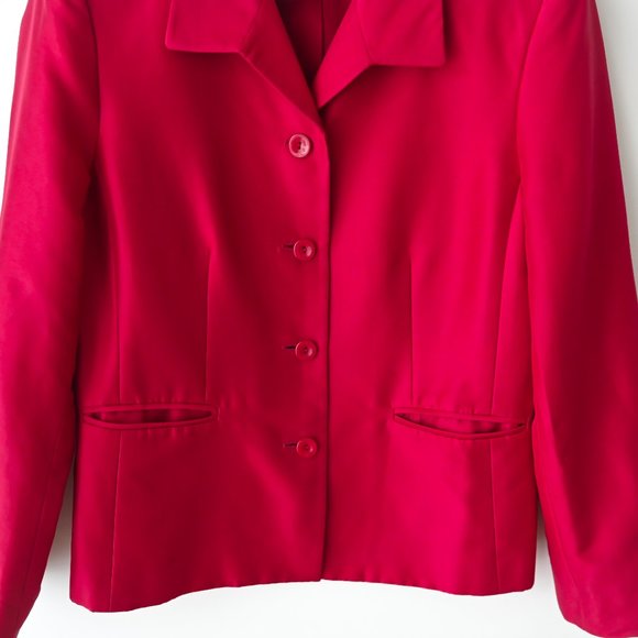 KASPER & COMPANY ASL Burgundy Silk Long Sleeve Jacket - Size 12 - Picture 6 of 8